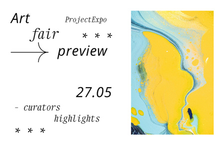 Designvorlage Kunstmesse-Vorschau auf Gelb für Flyer 5.5x8.5in Horizontal