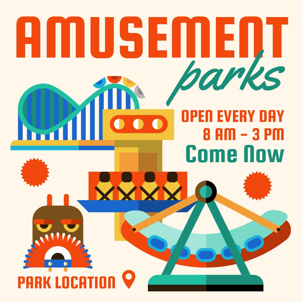 Amusement Parks Advertisement Instagram Πρότυπο σχεδίασης