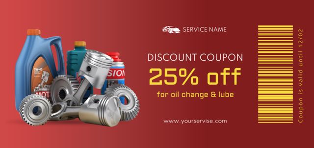 Discount on Car Oils on Red Coupon Din Large Design Template