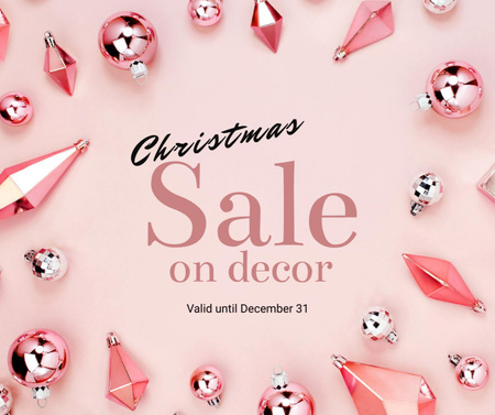 Christmas Holiday Sale Announcement with Toys in Pink Facebook Design Template