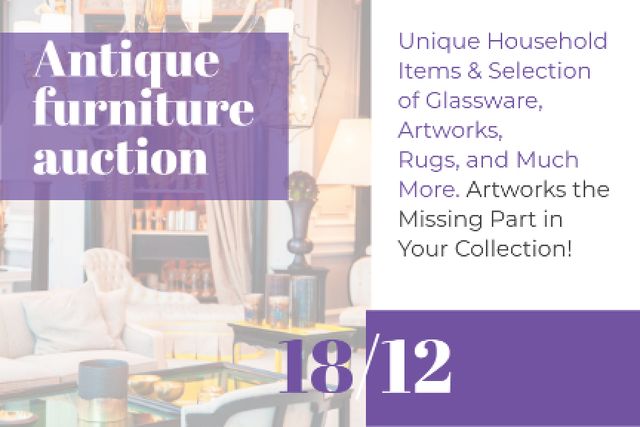 Antique Furniture Auction Announcement Gift Certificate – шаблон для дизайна