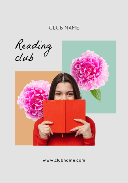 Book Club Promo with Pretty Young Woman Poster 28x40in Πρότυπο σχεδίασης