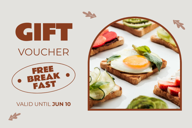 Free Breakfast Offer with Tasty Sandwich with Egg Gift Certificate – шаблон для дизайну