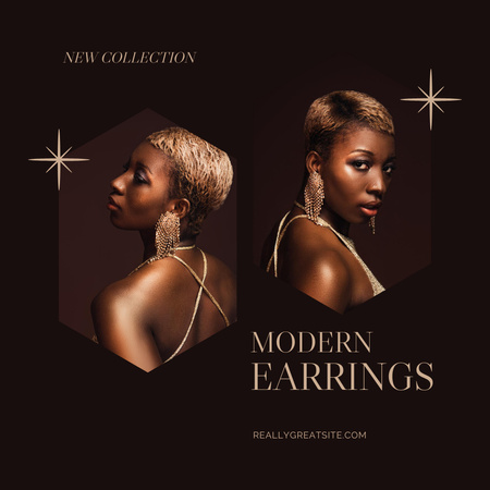Modèle de visuel Boucles d'oreilles modernes pour une nouvelle collection de bijoux - Instagram