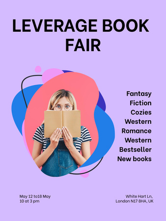 Book Fair Announcement with List of Various Genres Poster US Design Template