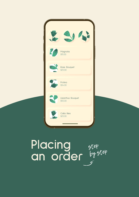 Modèle de visuel Flowers Order on Phone Screen - Poster