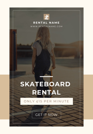 Skateboard Rental Announcement Poster 28x40in Design Template