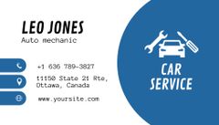 Car Service Ad with Worker in Uniform on Blue