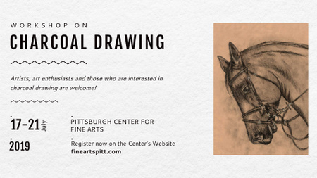 Drawing Workshop Announcement Horse Image FB event cover Design Template