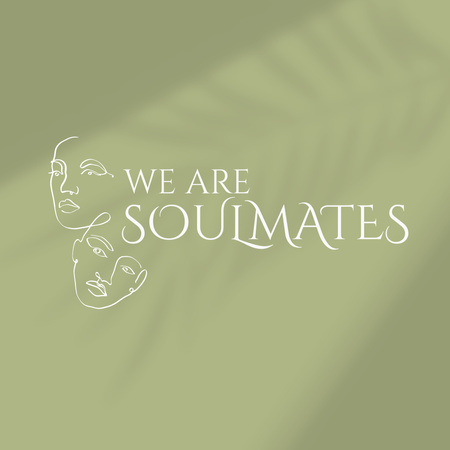 We are Soulmates Quote with Sketch of Faces Instagram Design Template
