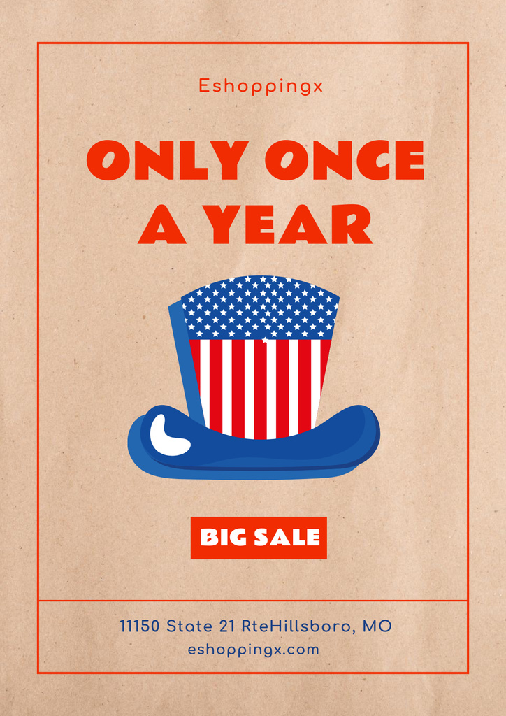 US Independence Day Yearly Sale Posterデザインテンプレート
