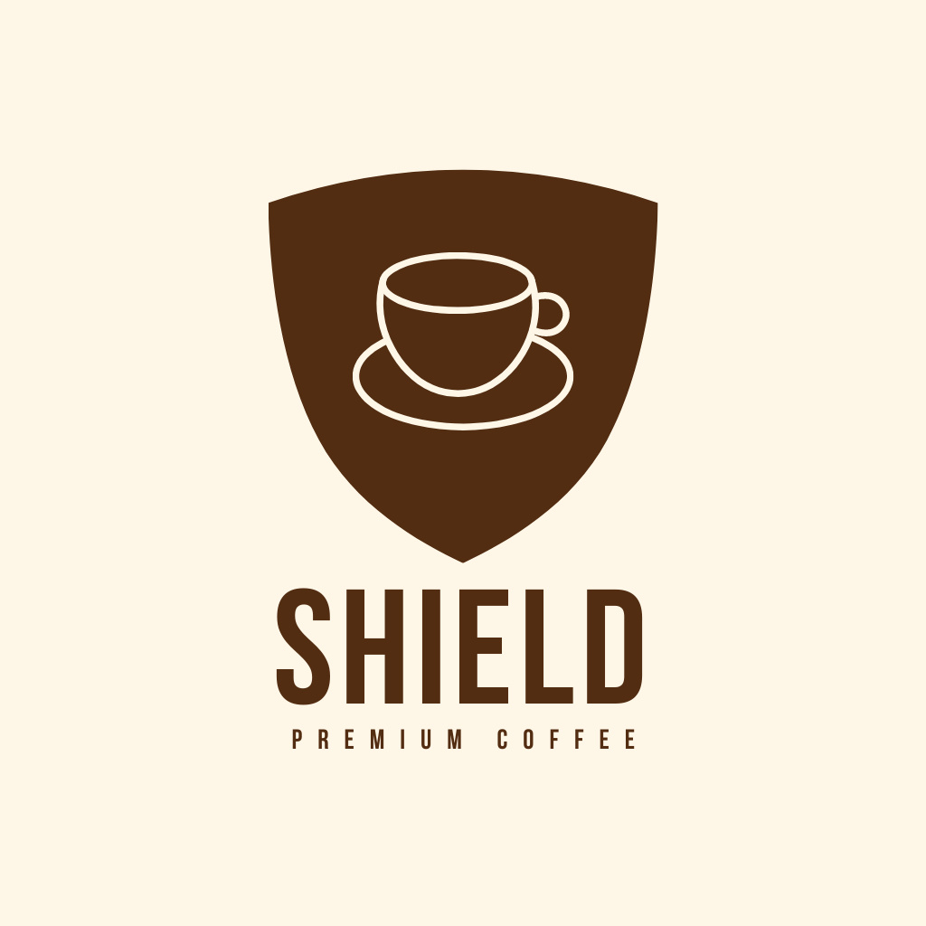 Coffee House Emblem with Brown Cup Logo Tasarım Şablonu