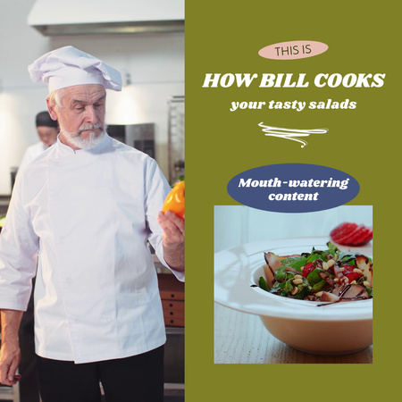 Plantilla de diseño de Restaurante local que muestra el proceso de cocción del chef Animated Post 