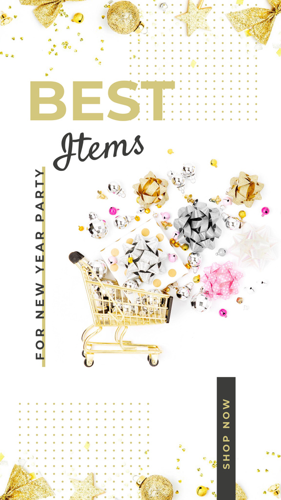 Shopping cart and bows for party Instagram Story Modelo de Design