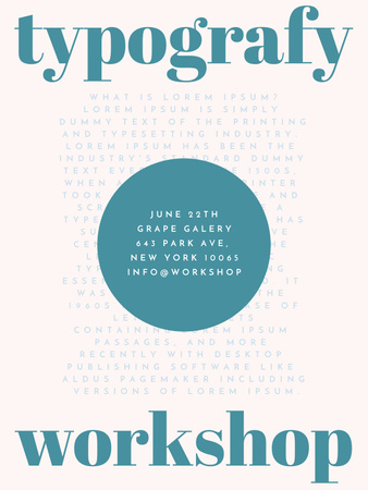 Szablon projektu Oferta warsztatów typograficznych na niebiesko Poster US