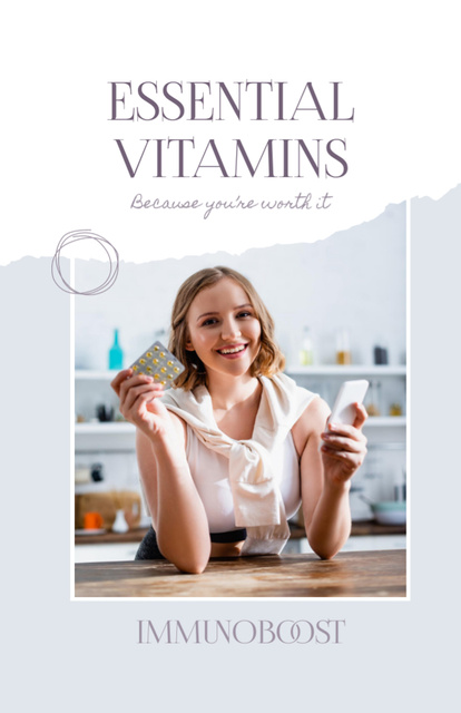Important Vitamins In Blister In Pharmacy Offer Flyer 5.5x8.5in Šablona návrhu
