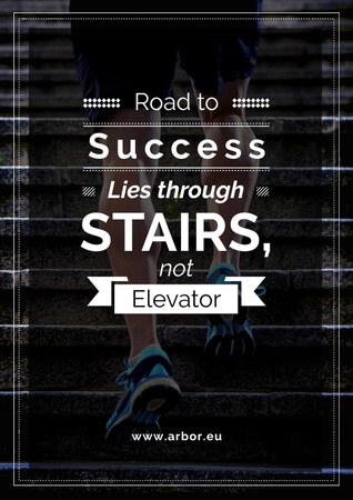 Plantilla de diseño de Man running upstairs with Motivational Quote Poster 
