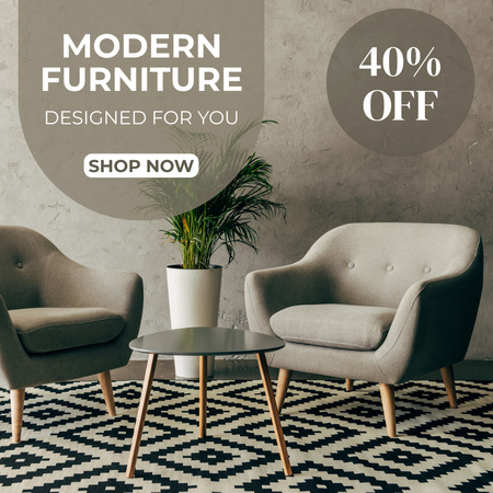 Exclusive Furniture Pieces Sale Offer With Plant Instagram Design Template