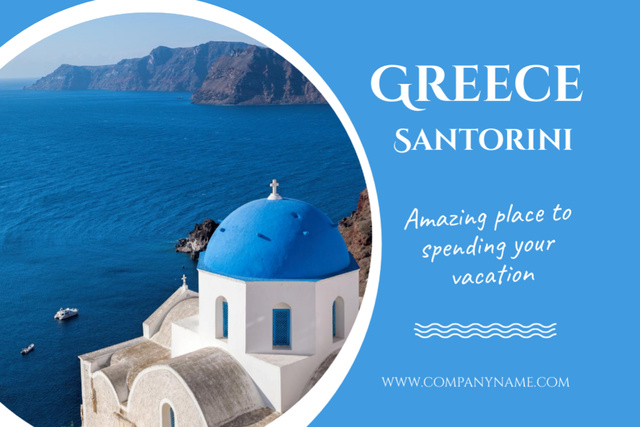 Greece Tour in Santorini With Sightseeing Postcard 4x6in Design Template