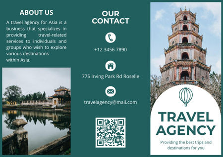 Modèle de visuel Informations sur les agences de voyages sur le vert - Brochure