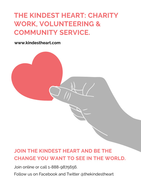 Charity event Hand holding Heart in Red Poster US Design Template