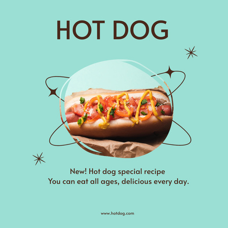 Plantilla de diseño de Receta especial de perrito caliente Instagram 