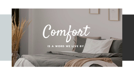 Designvorlage Komfortables Schlafzimmer in grauen Farben für Youtube