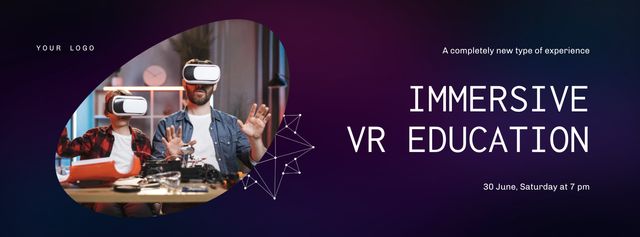 Stunning Virtual Reality Education Offer With Device Facebook Video cover Πρότυπο σχεδίασης