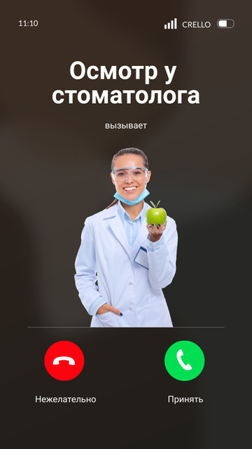 Smiling Woman Dentist holding Apple Instagram Story Modelo de Design