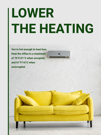 Plantilla de diseño de Concepto de cuidado del clima con aire acondicionado funcionando y descripción Poster US 