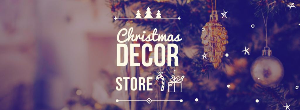 Plantilla de diseño de Christmas Decor store Offer Facebook cover 
