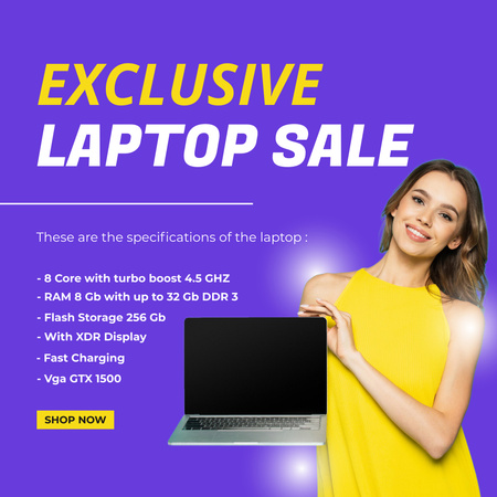 Exclusive Laptop Sale Announcement Instagram AD tervezősablon
