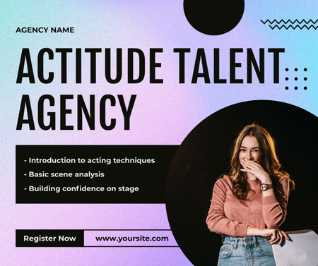 Ontwerpsjabloon van Facebook van Talent Agency-aanbieding op Gradient