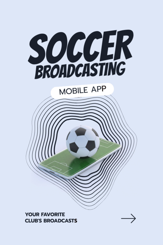 Captivating Soccer Broadcasting in Mobile Application Flyer 4x6in Modelo de Design