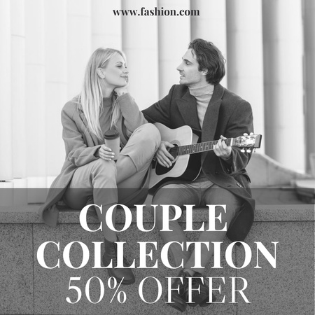 Ontwerpsjabloon van Instagram van Couple Collection Anouncement with Man Playing Guitar for Lady 