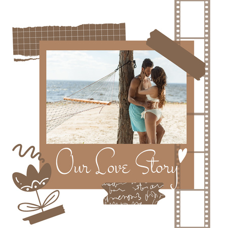 Happy Lovers on Beautiful Beach Photo Book Design Template