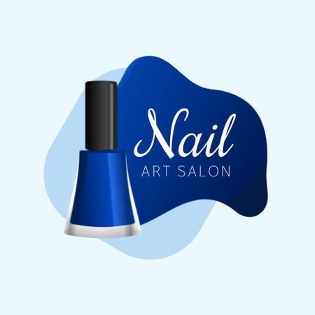 Nail Logo with blue polish and flower frame Logo tervezősablon