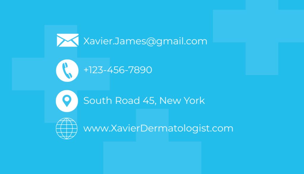Modèle de visuel Dermatologist's Ad on Blue Layout - Business Card US
