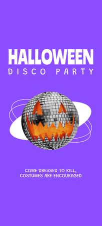 Halloween Disco Party Announcement Flyer 3.75x8.25in – шаблон для дизайна