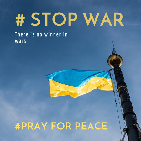 Ukrajna zászlaja a háború megállítására Instagram tervezősablon