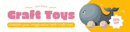 Kedvezmény a kézműves játékokra aranyos bálnával Twitter tervezősablon