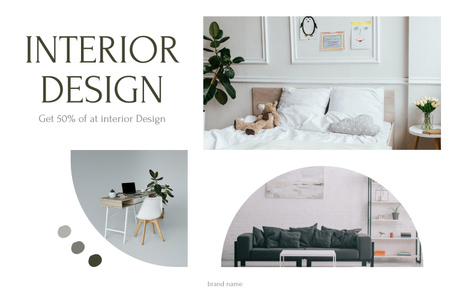 Neutral Modern Interior Design Discount Mood Board Πρότυπο σχεδίασης