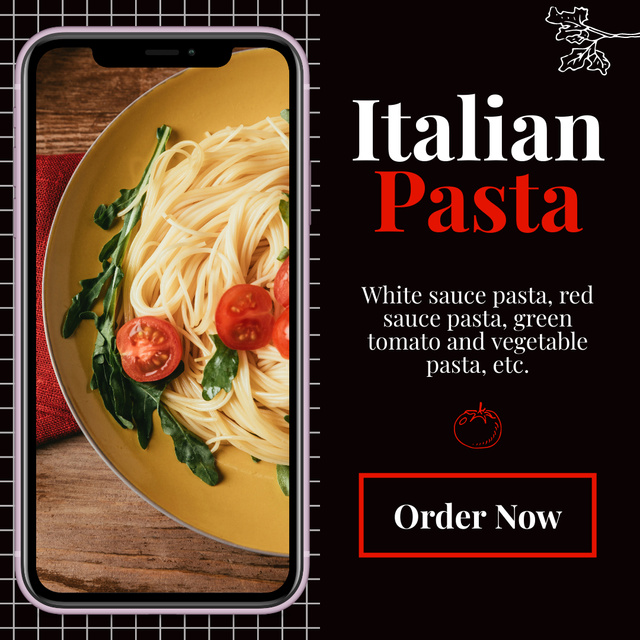 Designvorlage Italian Pasta Special Offer with Tomatoes and Parsley für Instagram