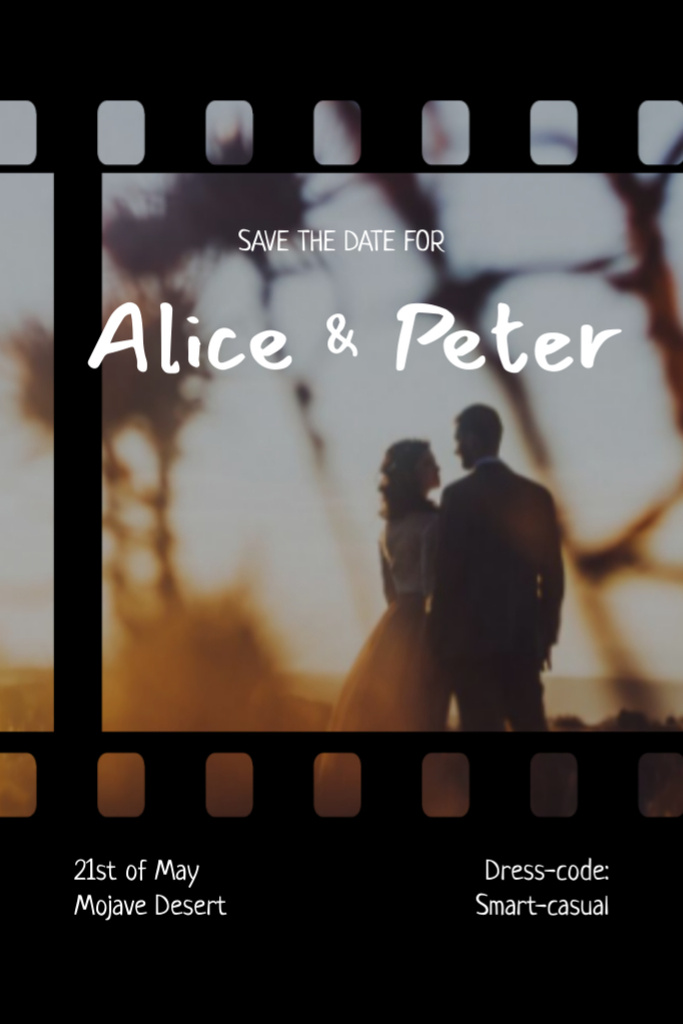 Template di design Wedding Announcement With Lover Couple On Sunset Postcard 4x6in Vertical