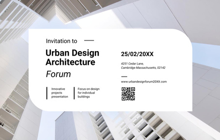 Modern felhőkarcolók perspektívája az építészeti fórumon Invitation 4.6x7.2in Horizontal tervezősablon