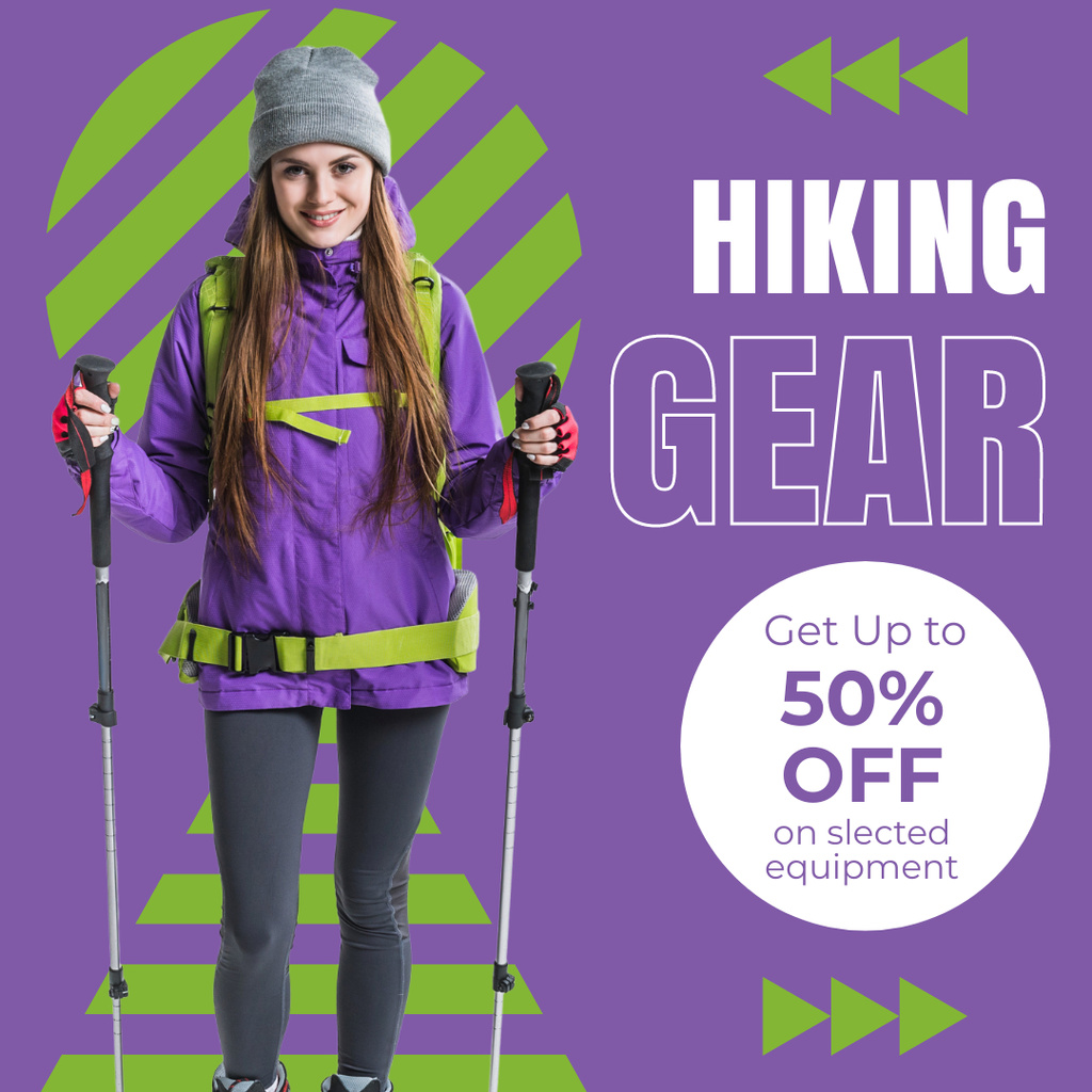 Discount Offer on Hiking Gear Instagram AD Design Template