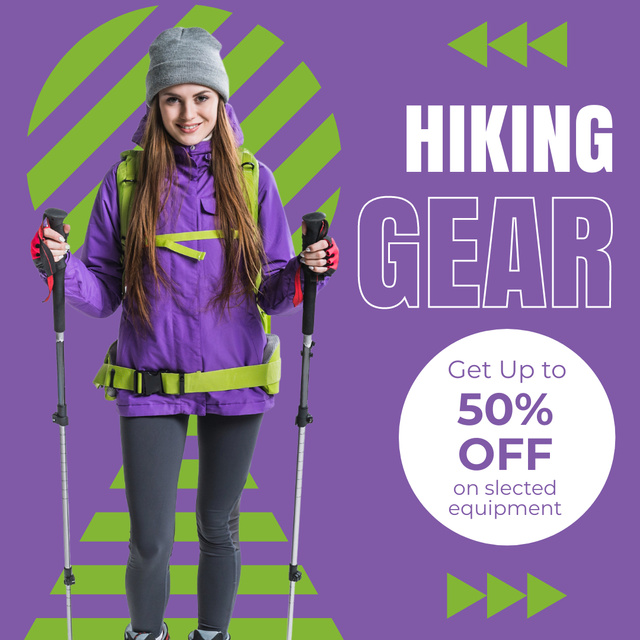 Discount Offer on Hiking Gear Instagram AD Modelo de Design