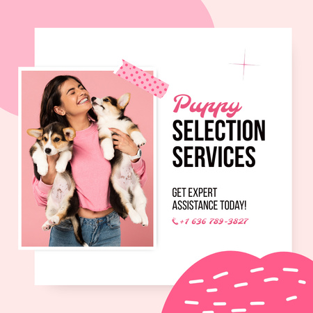 Assistance And Puppy Selection Services Offer Animated Post Design Template