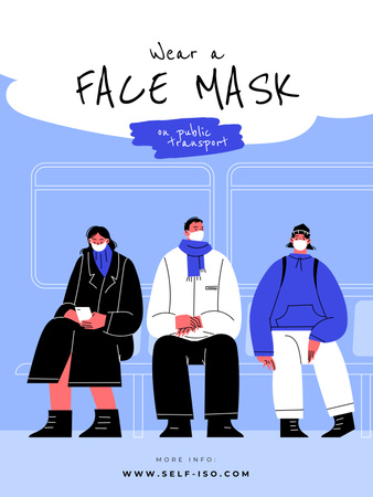 Plantilla de diseño de personas con máscaras en el transporte público Poster US 