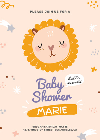 Designvorlage Baby Shower party with cute animal für Invitation